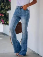 New hot sale elegant girls solid color jeans
