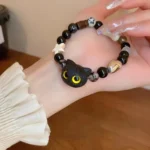 Cute Cat Bracelet For Women Funny Black Cat Bead