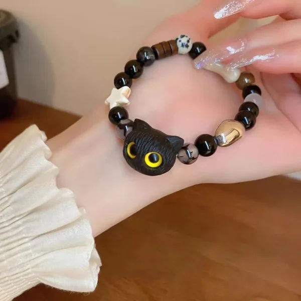Cute Cat Bracelet For Women Funny Black Cat Bead