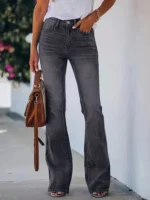 New hot sale elegant girls solid color jeans