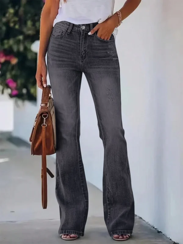 New hot sale elegant girls solid color jeans