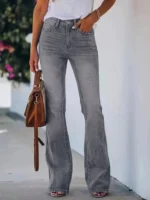 New hot sale elegant girls solid color jeans