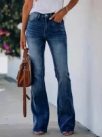 New hot sale elegant girls solid color jeans