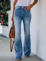 New hot sale elegant girls solid color jeans